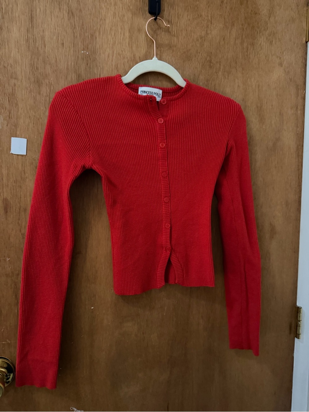 Princess Polly Red Ribbed Button-Front Cardigan